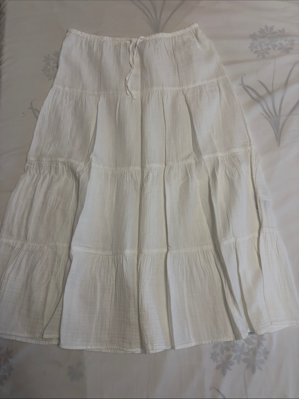 GAP White Tiered Maxi Skirt Petite 100% cotton gauze